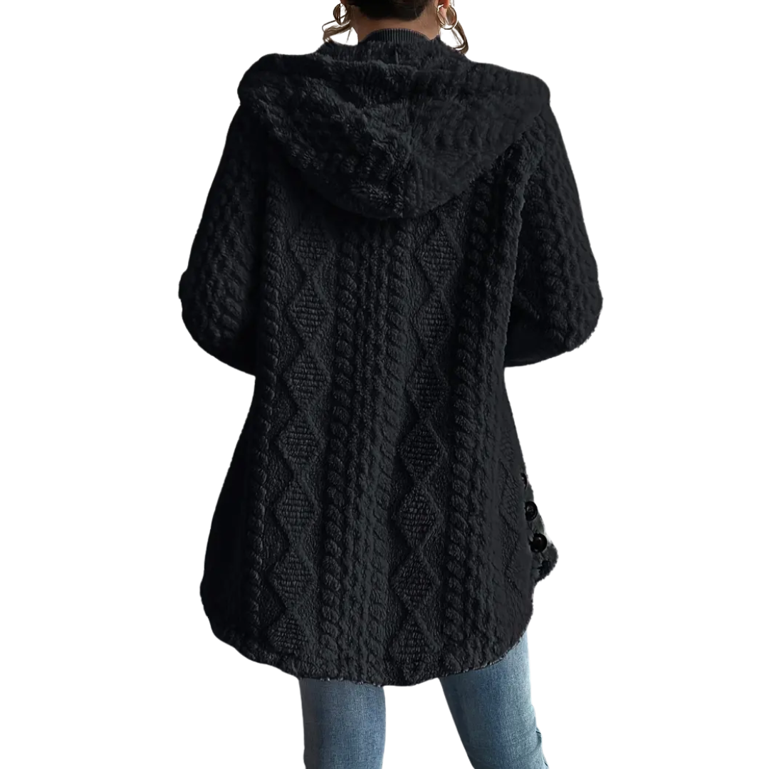 CLOVER™ – Cozy Jacquard Fuzzy Hooded Cardigan
