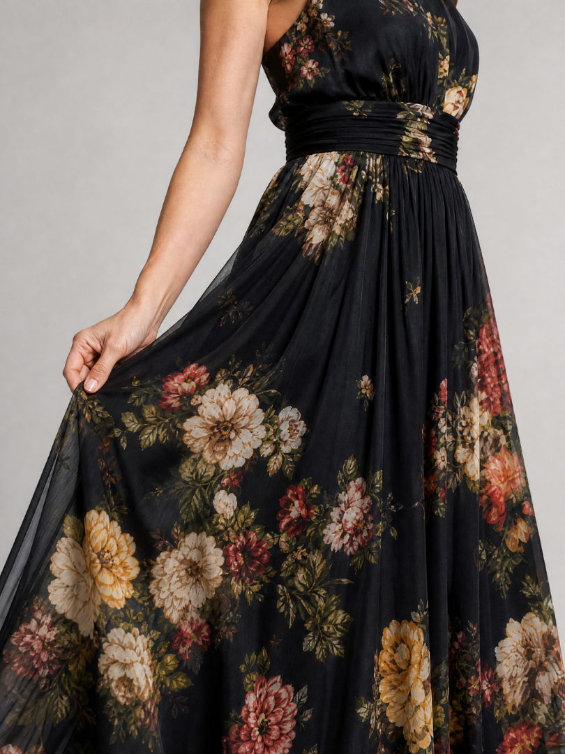 Sior™ | Floral Halter-Neck Midi Dress