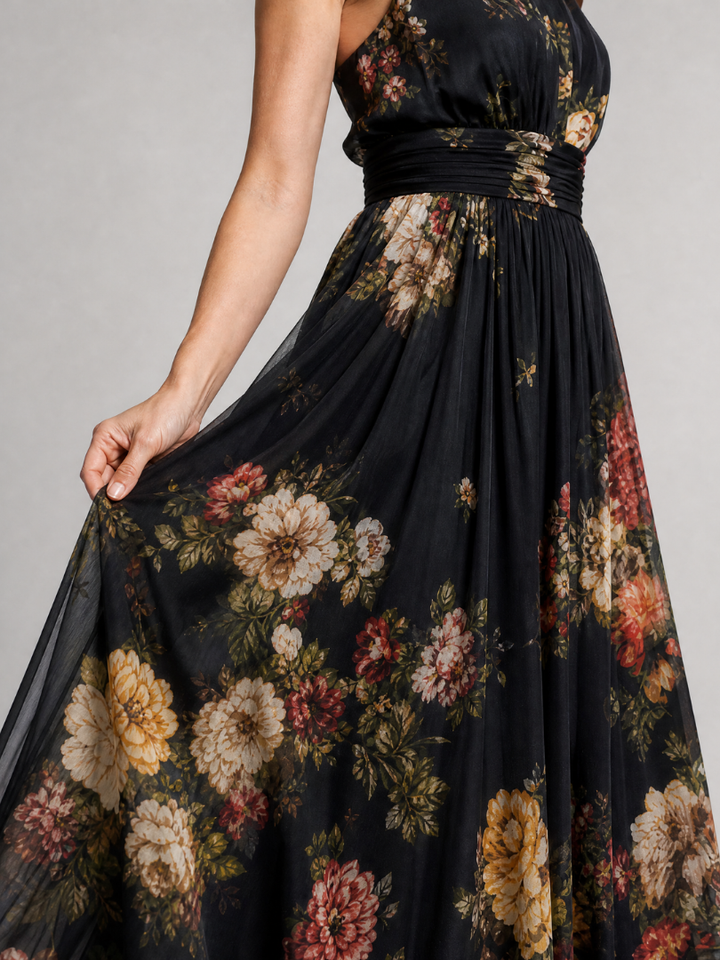 Sior™ | Floral Halter-Neck Midi Dress