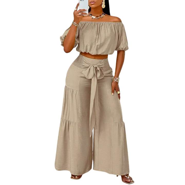 WAVRA™ – Breezy Off Shoulder Wide Leg Set