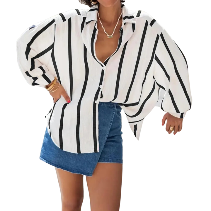 WILLA™ – Vintage Stripe Button-Up Blouse