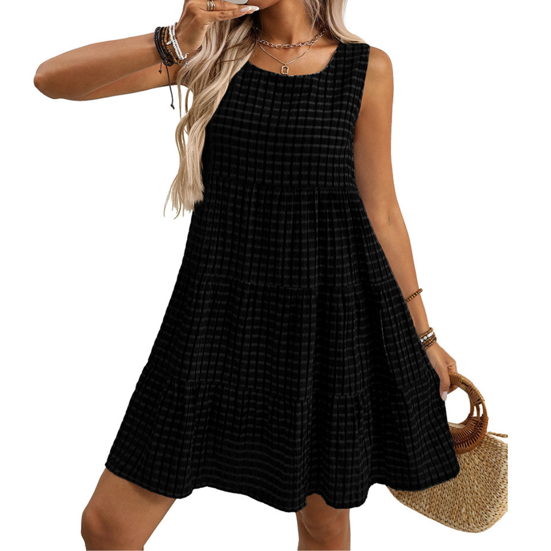 WILLA™ – Breezy Plaid Ruffle Sleeveless Dress