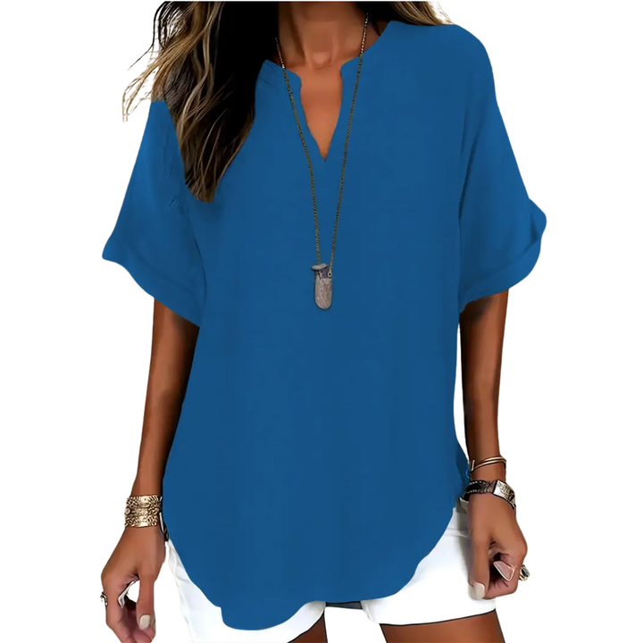 FRANKIE™ – Relaxed Solid Short Sleeve Blouse
