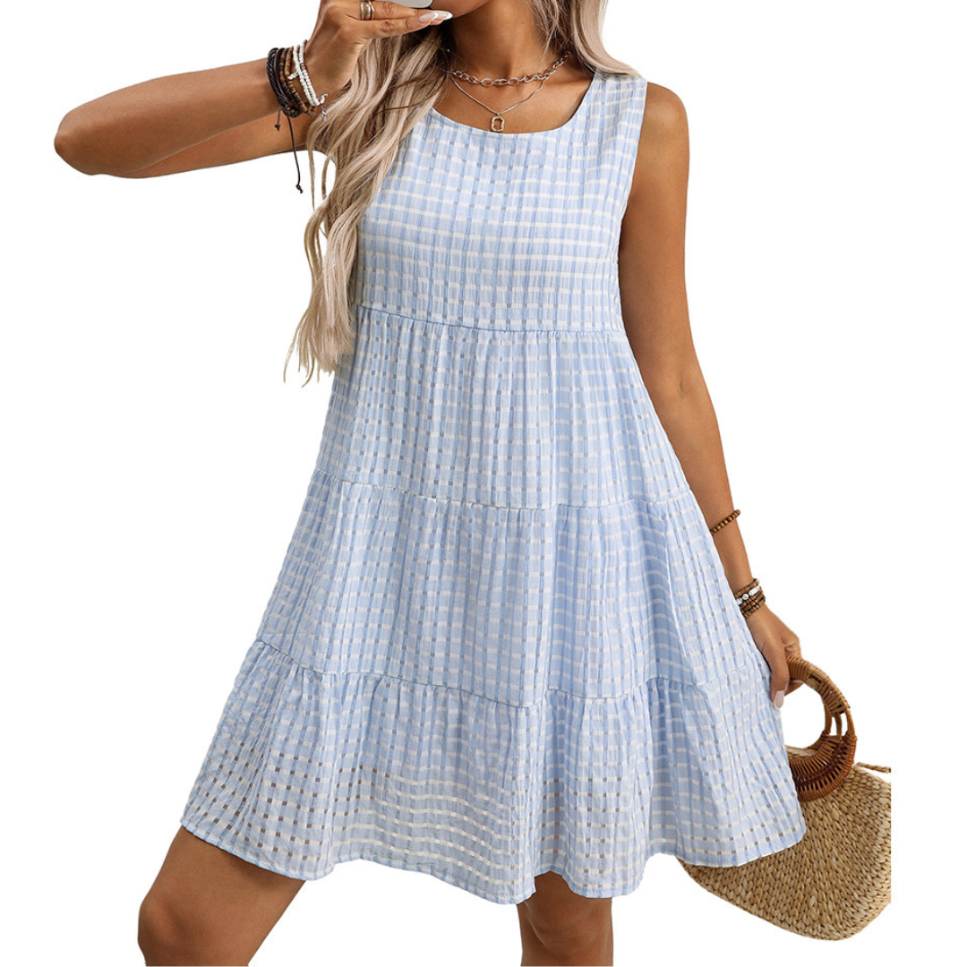 WILLA™ – Breezy Plaid Ruffle Sleeveless Dress
