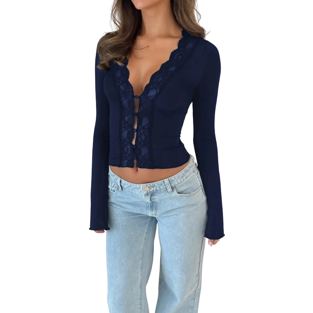 ROXANNE™ – Lace Cropped Cardigan Top