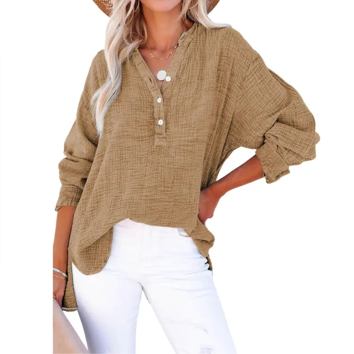 CLEO™ – Relaxed Button-Up Oversized Blouse