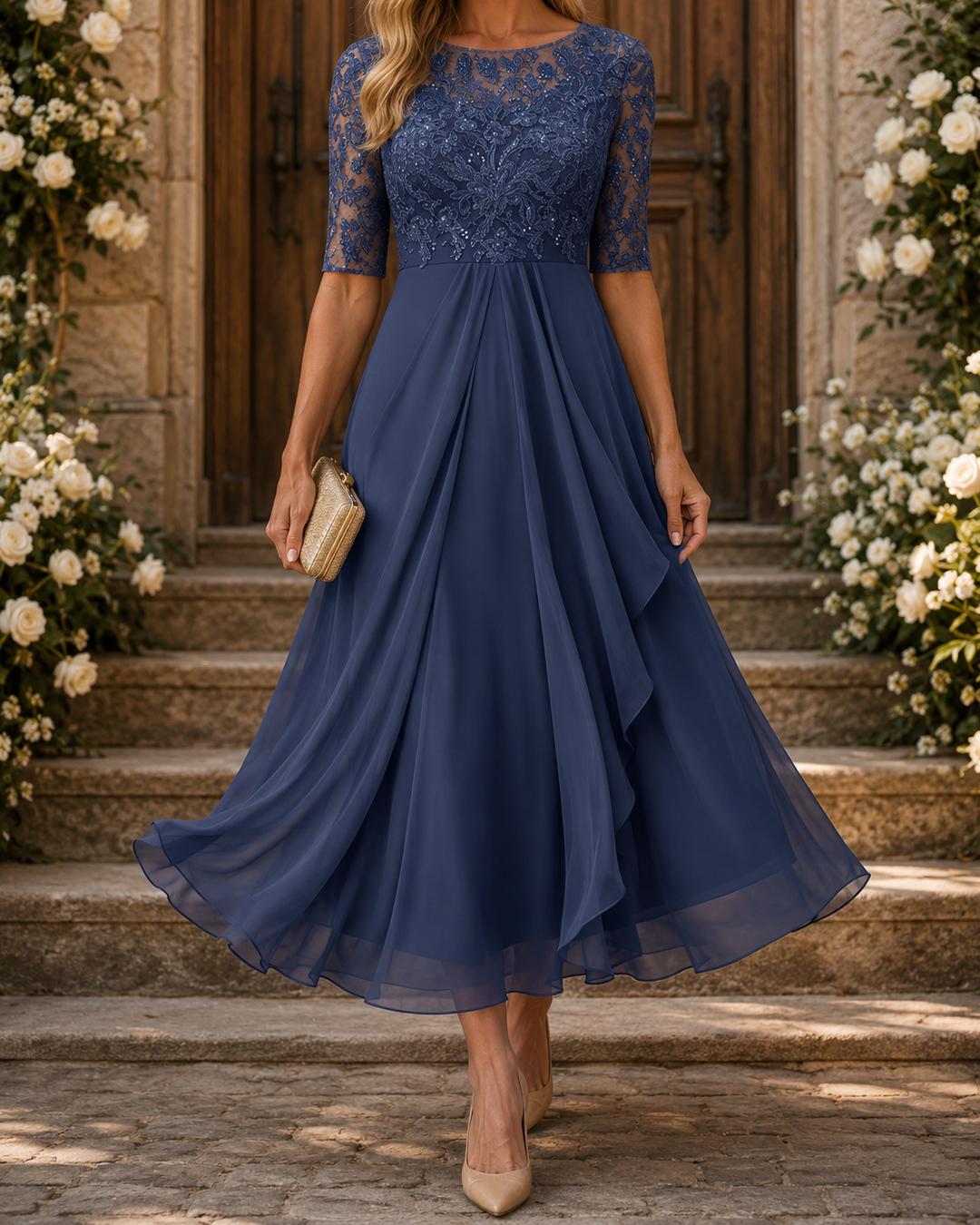 Rosa™ | The Flattering Lace Midi Dress
