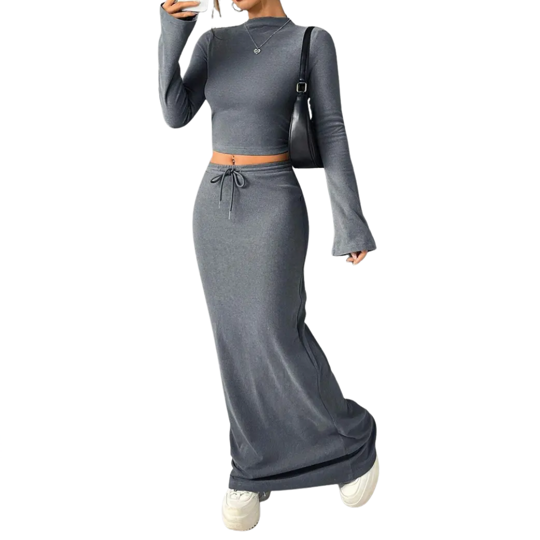 YADIRA™ – Flounce Sleeve Crop & Skirt Set