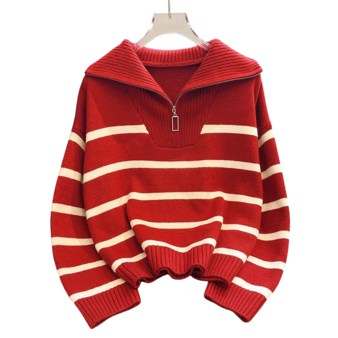 FARREN™ – Striped Contrast Half-Zip Sweater