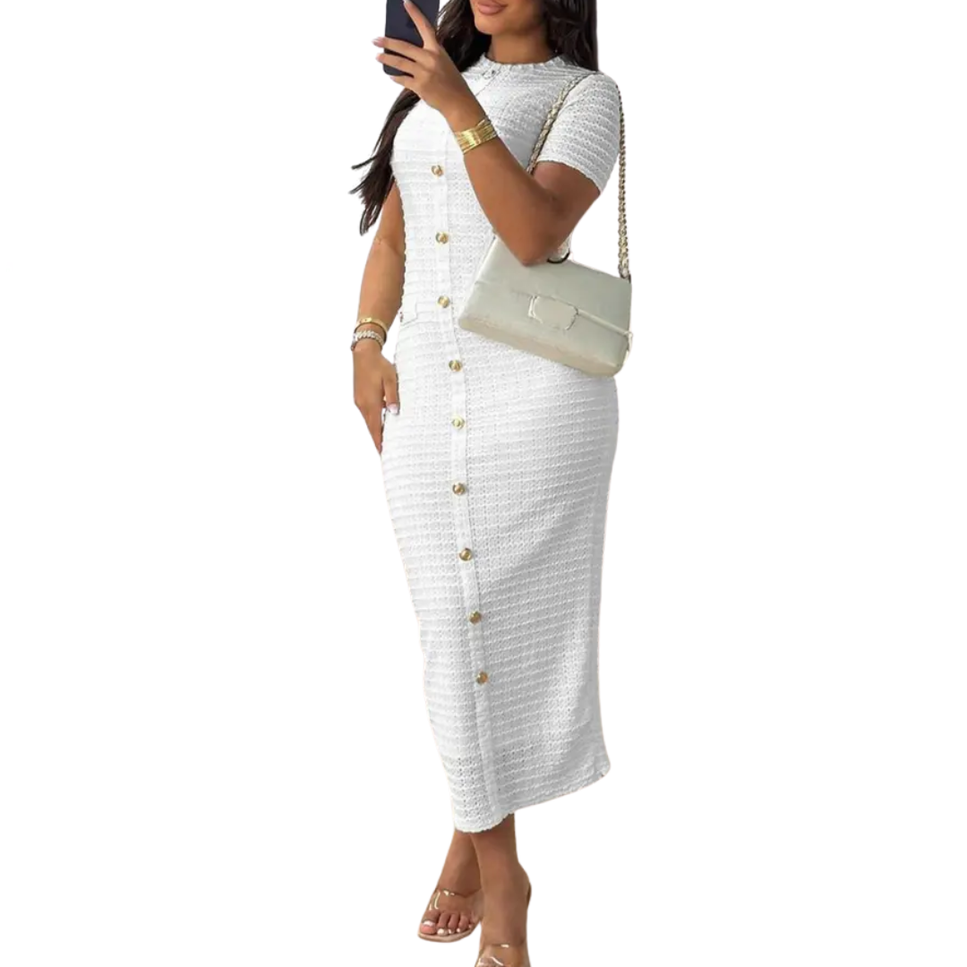 CLÉA™ – French Vintage Buttoned Cardigan Dress