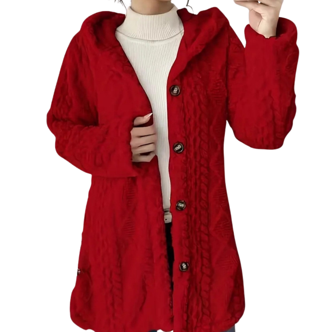 CLOVER™ – Cozy Jacquard Fuzzy Hooded Cardigan