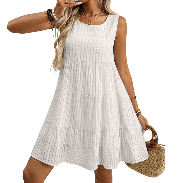 WILLA™ – Breezy Plaid Ruffle Sleeveless Dress