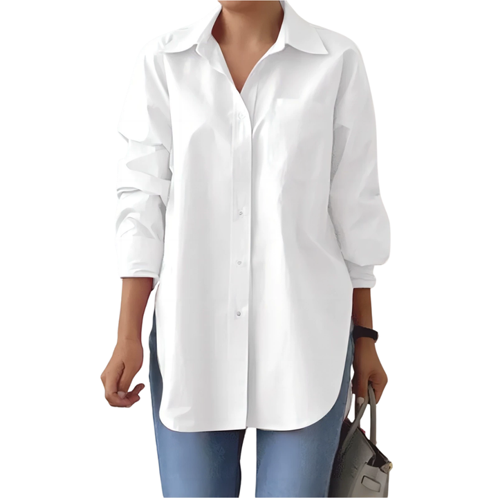 LENORA™ – Relaxed Collared Button-Front Shirt