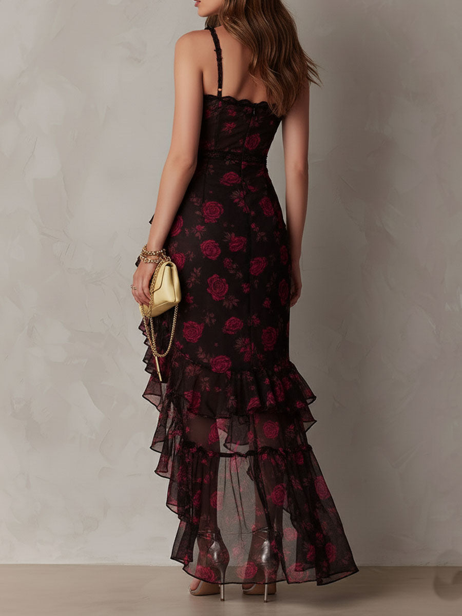 Lowe™ | Floral Ruffle Dress with Lace Hem