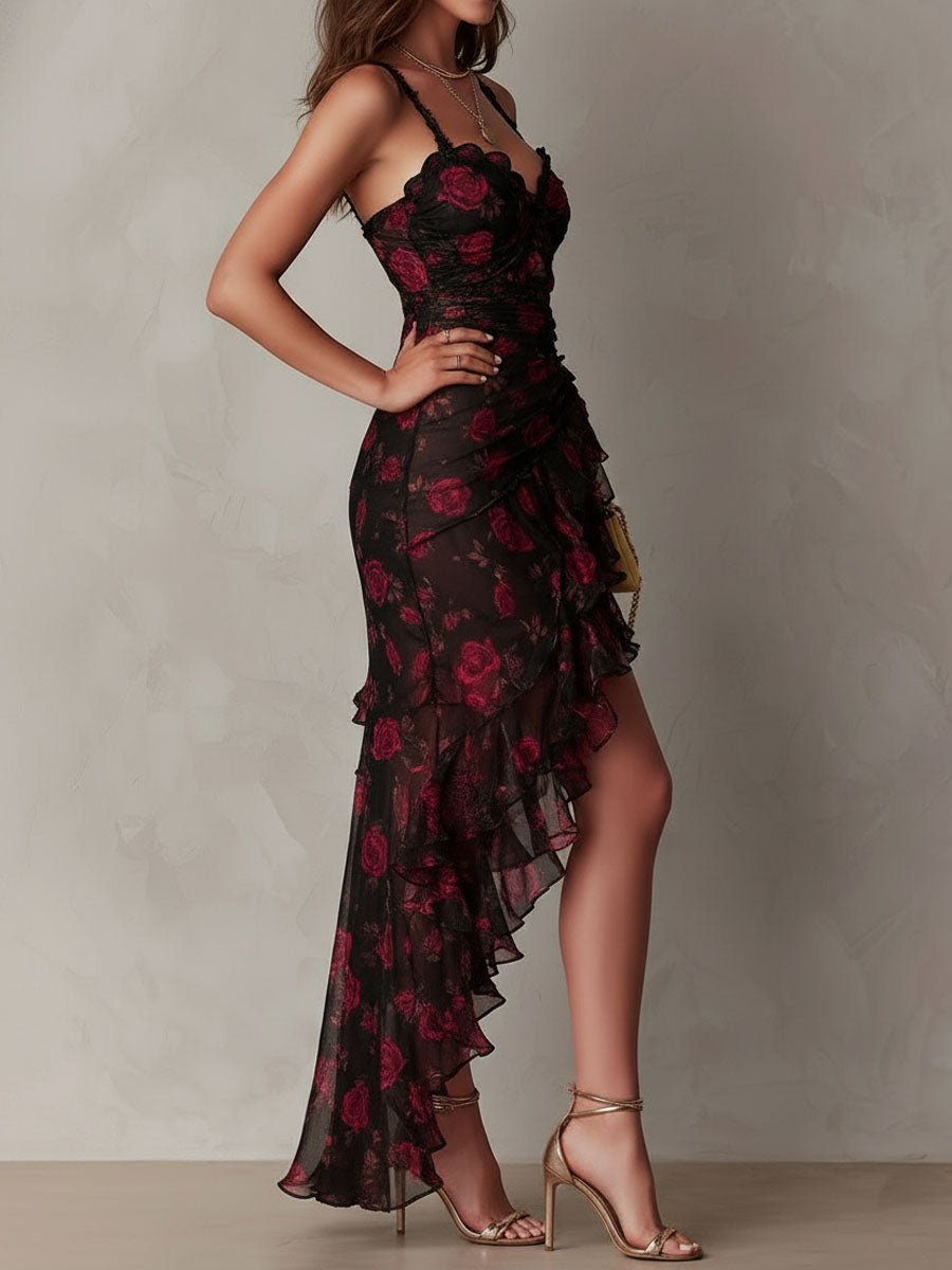 Lowe™ | Floral Ruffle Dress with Lace Hem