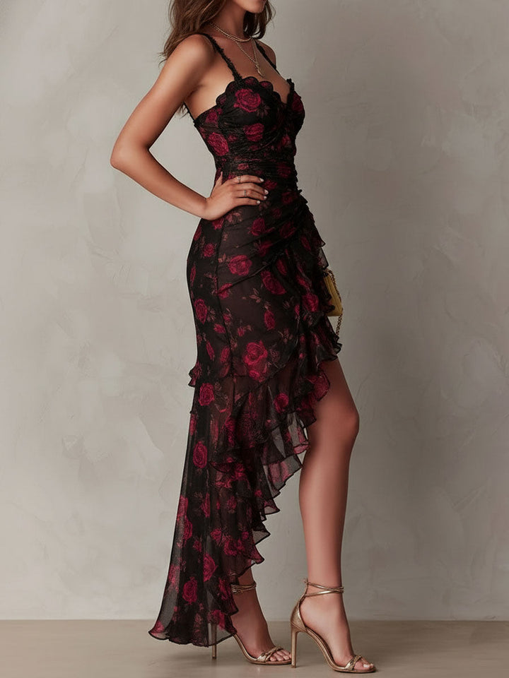 Lowe™ | Floral Ruffle Dress with Lace Hem