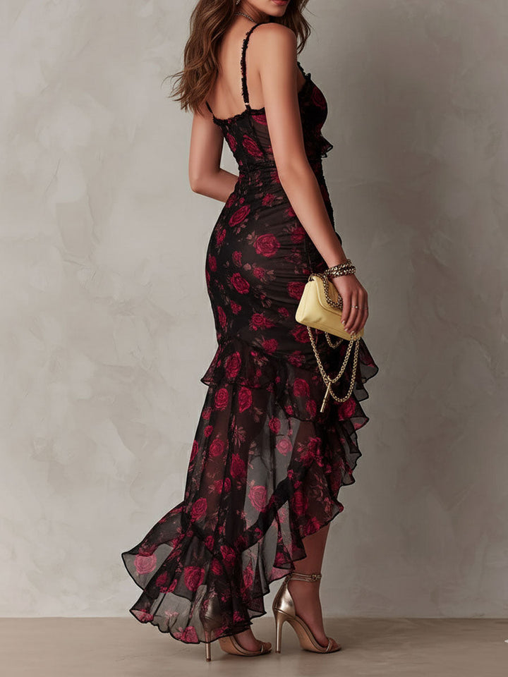 Lowe™ | Floral Ruffle Dress with Lace Hem