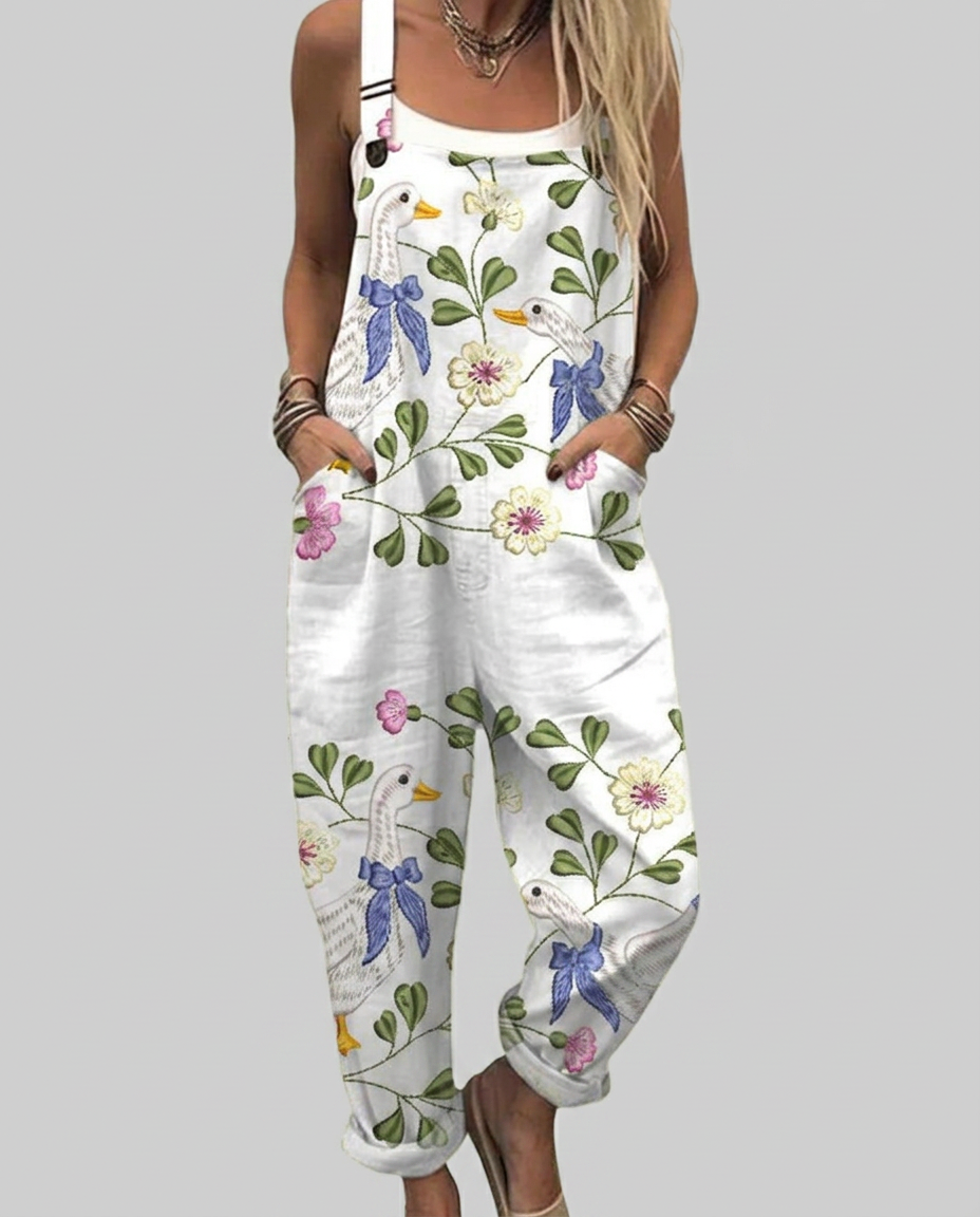 Orla - Elegant printed dungarees