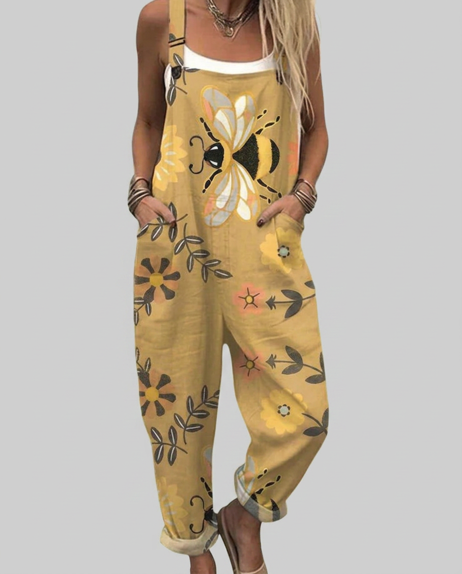 Riona - vintage floral dungarees with bees