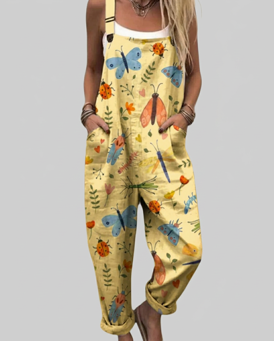 Aileen - Printed dungarees with delicate insect motifs