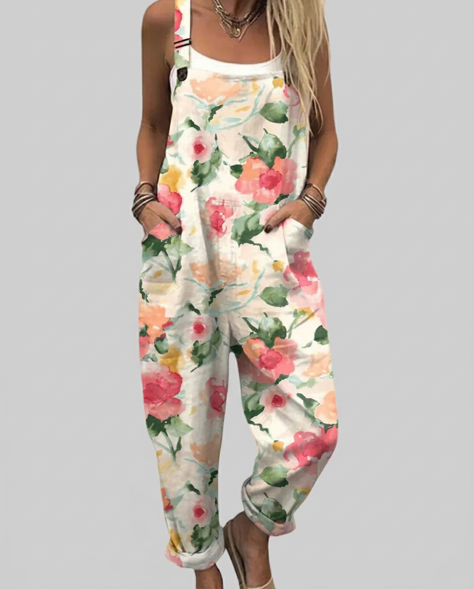 Eimear - Romantic dungarees with watercolor print