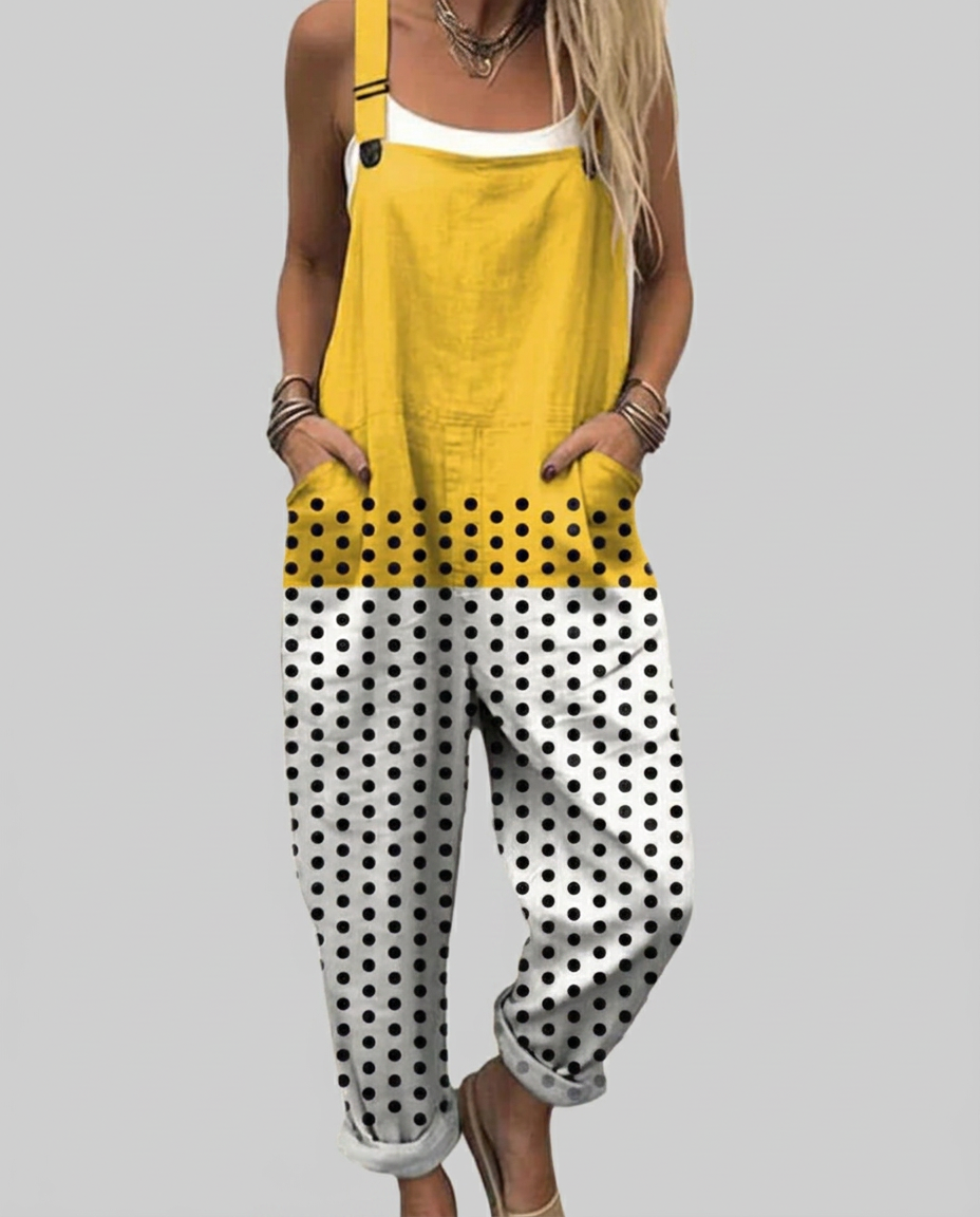 Clodagh - Modern dungarees with polka dot print