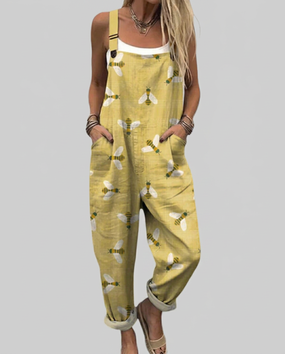 Roisin - Vintage dragonfly print dungarees