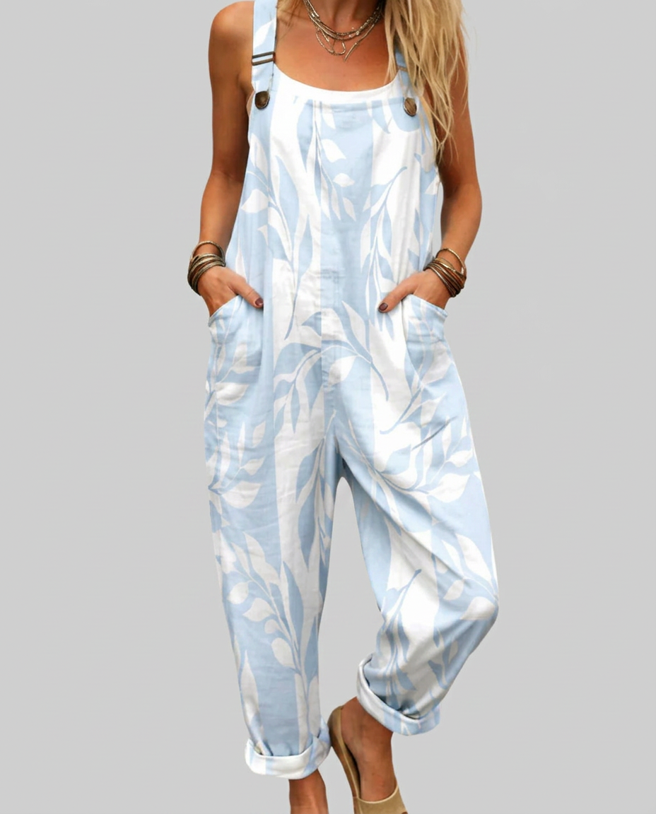 Saoirse - Light blue printed dungarees