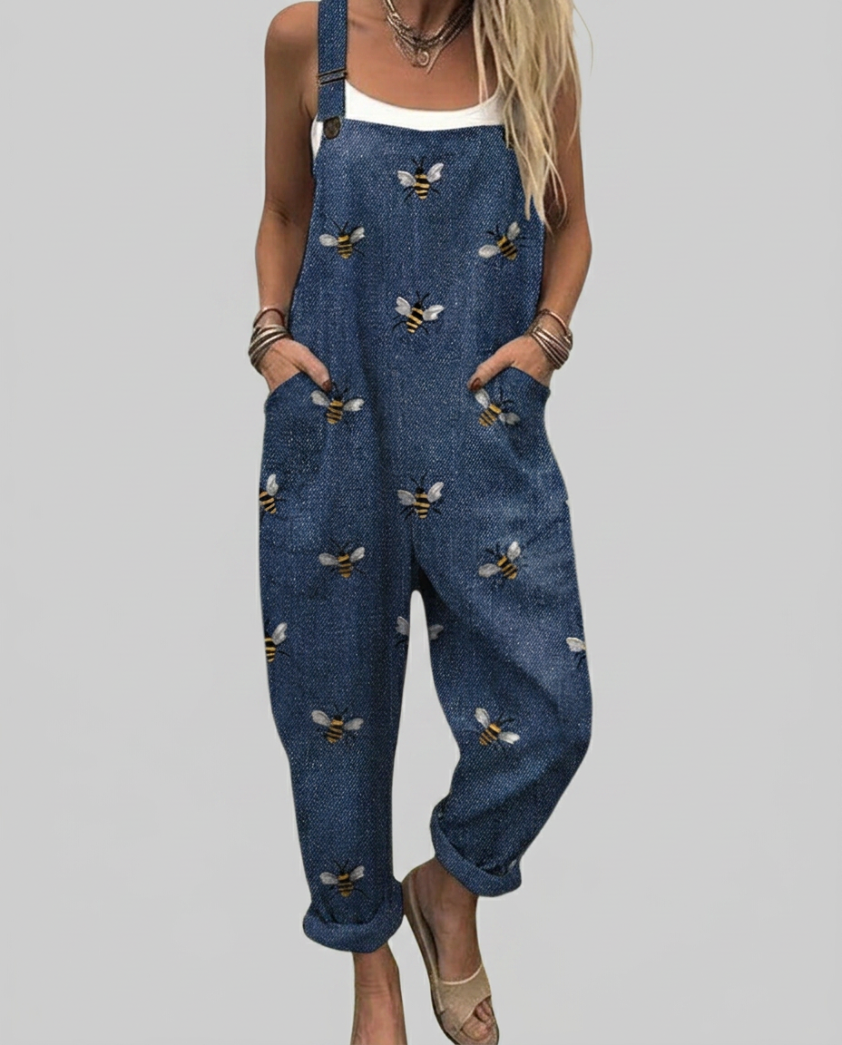 Mia - Embroidered denim romper