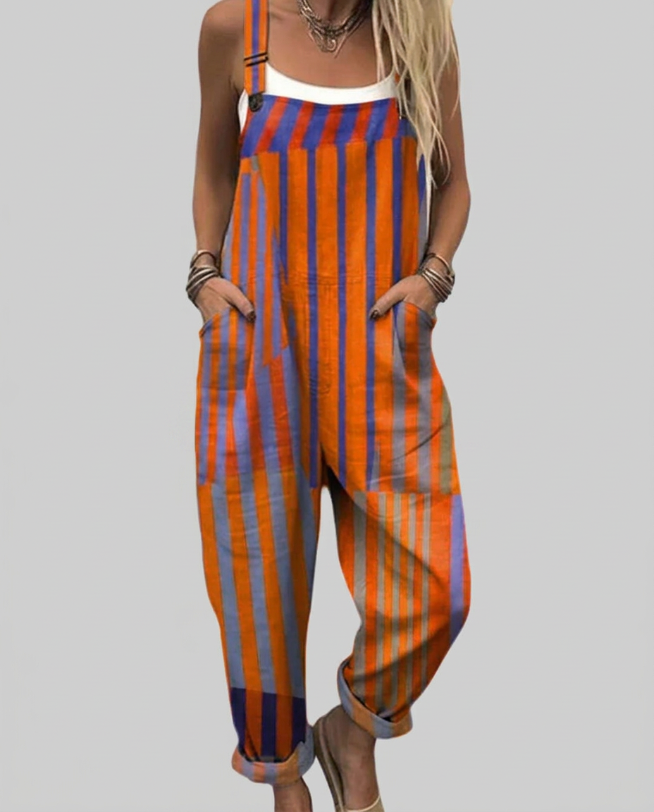 Aisling - Casual striped retro dungarees
