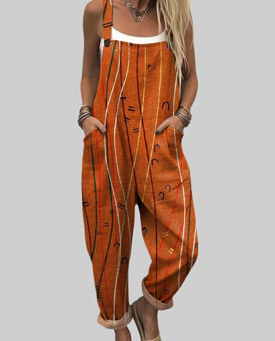 Nora - Striped boho dungarees