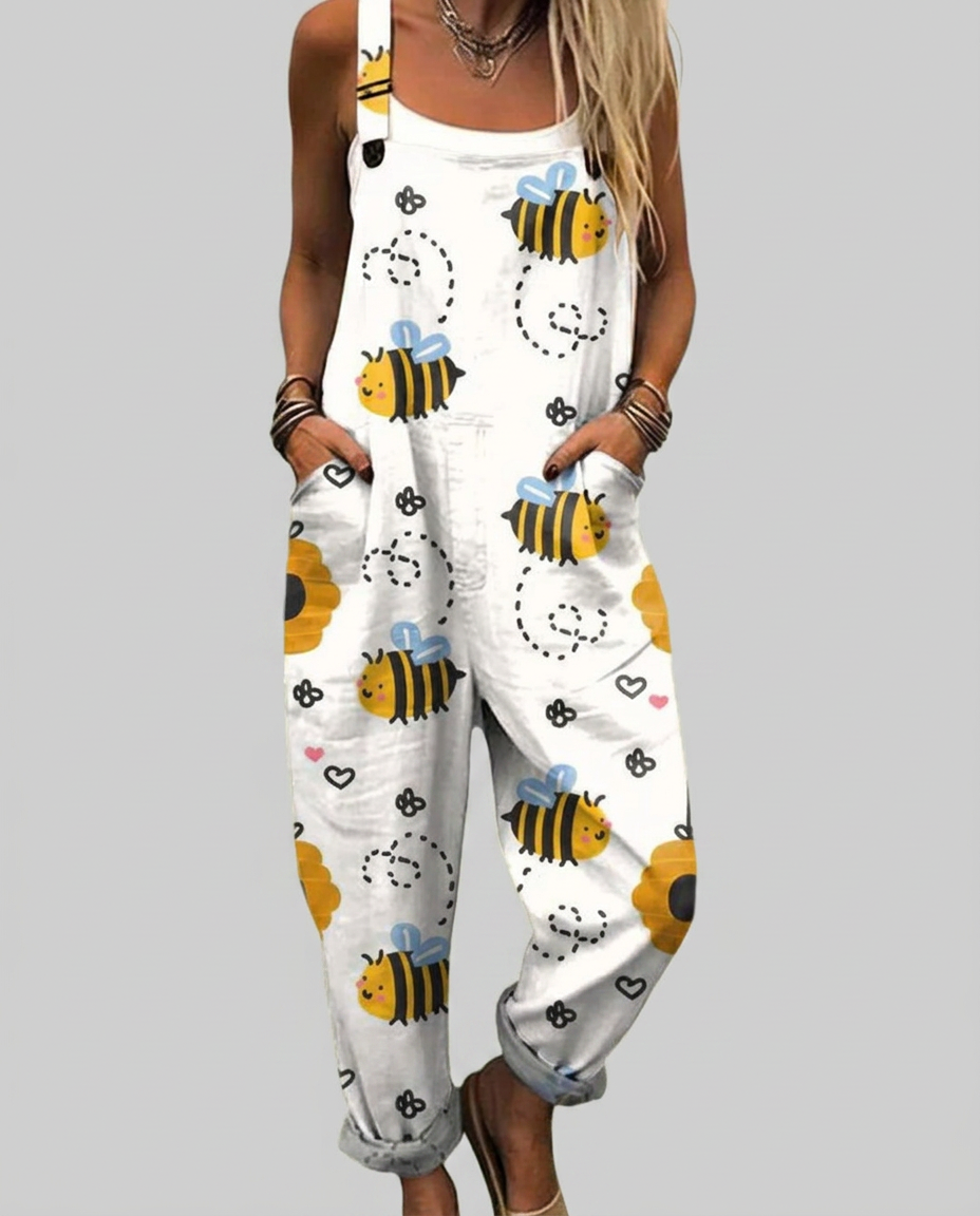 Meabh - Bee-printed dungarees